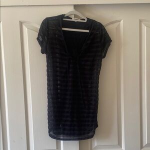 MIKEN SWIN Black Sheer Knit Top
